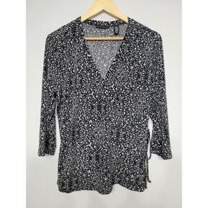 Apostrophe Surplice Neckline 3/4th‎ Sleeve Top Size Large